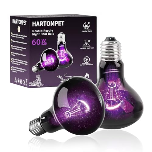 60W Reptile Night Light Bulb, UVA Heat Lamp, Purple Basking Lamp | Simulates Natural Moonlight, Creates a Natural Nighttime Environment, Ideal for Amphibians & Nocturnal Viewing in Terrariums - color: Purple-moonlight Heat Lamp, size: 60 Watts