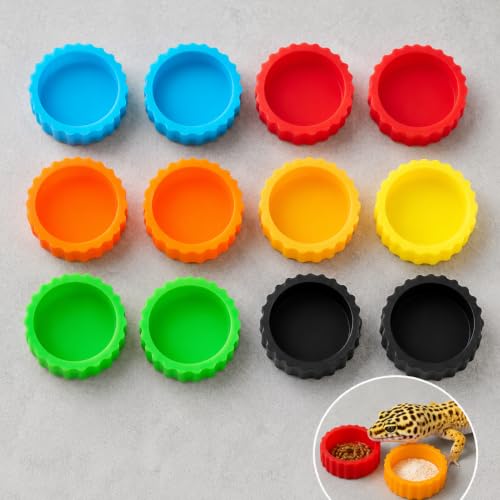 12pc Multicolor Crested Gecko Food & Water Feeding Cups, Small Pet Dish Set