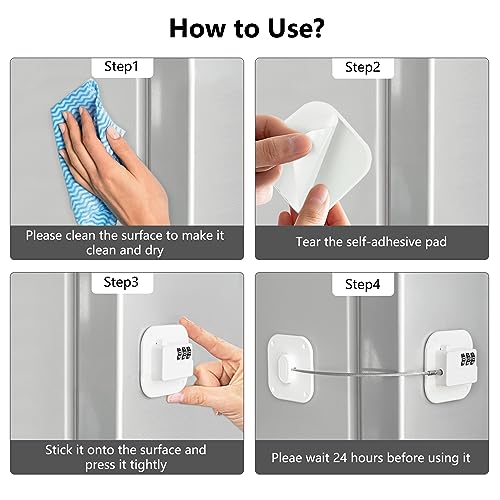Refrigerator Lock, Heavy Duty Fridge Lock, Combination Lock for Refrigerator Cabinets, Drawers, Safety, Easy Install No Keys Needed (White-2Pack) - color: White-2Pack