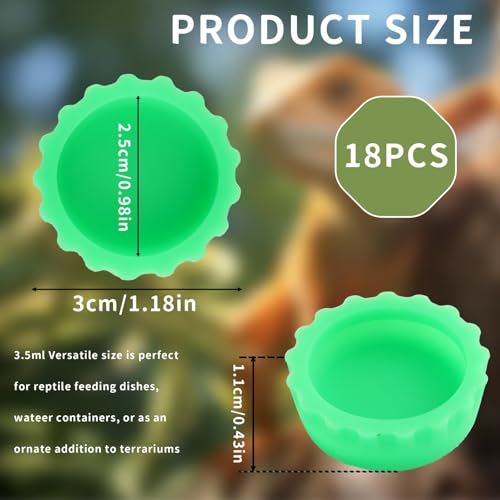18 PCS Crested Gecko Food and Water Bowl, Reusable Small Reptile Feeding Dish, Colorful Silicone Crested Geckos Food Dish, Gecko Tank Accessories for Small Pet and Crabs, Easy Clean & 6 Colors