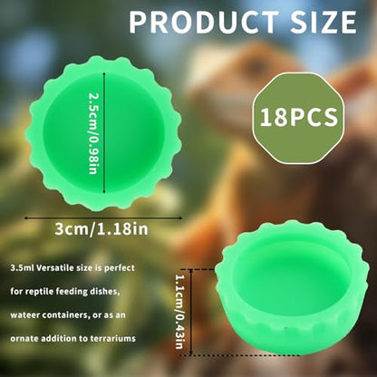 18 PCS Crested Gecko Food and Water Bowl, Reusable Small Reptile Feeding Dish, Colorful Silicone Crested Geckos Food Dish, Gecko Tank Accessories for Small Pet and Crabs, Easy Clean & 6 Colors