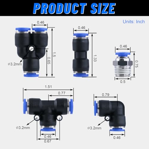 1/4" Air Line Tubing Kit,1/4" OD DOT Air Line 50 FT(15 m) SAE j844 PA Nylon Air Hose Tube and Push to Connect Fitting for Air Brake System Or Fluid Transfer,15 Pcs Compressed Accessories Kit - size: 15PCS & 50FT 1/4" Air Line