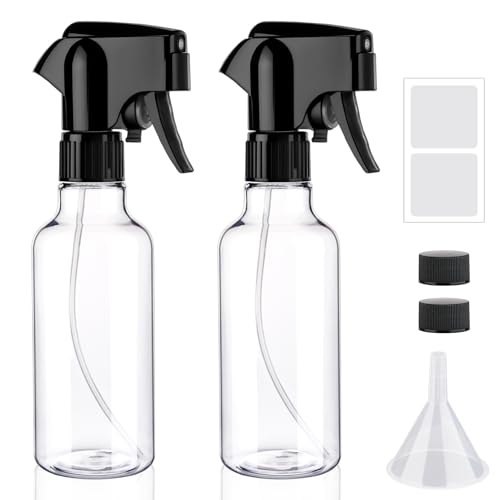 12oz Continuous Mist Plastic Spray Bottle 2 Pack All Purpose | Continuous fine mist, leak-proof, reusable for hair, plant care & household cleaning - color: Clear-2pcs