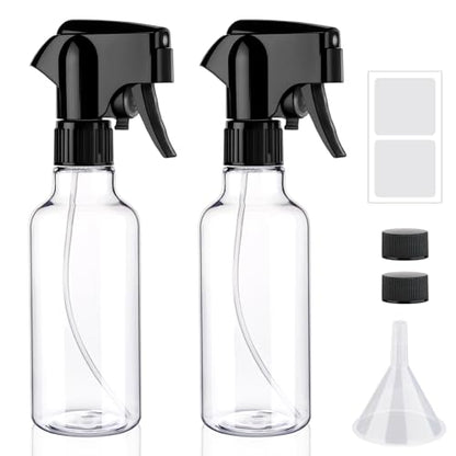 12oz Continuous Mist Plastic Spray Bottle 2 Pack All Purpose | Continuous fine mist, leak-proof, reusable for hair, plant care & household cleaning - color: Clear-2pcs