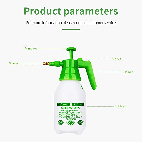 Garden Pump Sprayer,68oz/34oz Hand-held Pressure Sprayer Bottle for Lawn with Safety Value&Adjustable Nozzle, for Watering,Spraying Weeds,Home Cleaning and Car Washing,0.5 Gallon - size: 51oz