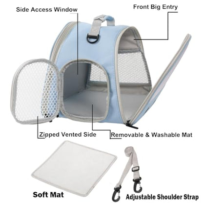 Ventilation Cage,Bearded Dragon Travel Carrier,Guinea Pig Carrier,Guinea Pig Bag for 2,Reptile Travel Carrier for Lizards Sugar Glider Hedgehog Rat Parrot Birds,Airline Approved (Blue, Mesh Carrier) - color: Blue