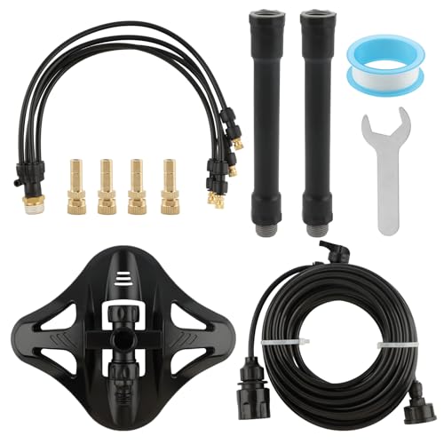 Standing Misters for Outside Patio, 2.92 FT Portable Stand Misting System for Cooling Outdoor, 26.5 Ft Stand Mist Line Long Water Sprinklers Patio Misters for Garden Backyard BBQ Party Pool Beach