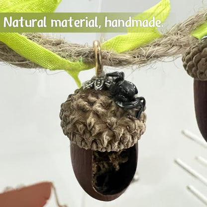 Jumping Spider Hide, Magnetic Climbing Rope Bridge, Handmade Real Acorn Hideaway Cave, Spider Platform, Decorative Accessory for Small Reptile Enclosures (Style 1) - style: Style 1