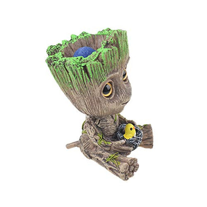 TEEMO Aquarium Groot Air Bubbler Decorations, Air Bubbler Resin Brown Decorations for Fish Tank. - size: Medium
