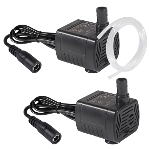 2PCS Water Pump 200L/H DC 5.5-12V 1-3W Mini Submersible Water Pump with 6.5ft Tubing for Aquarium Fish Tank, Pond, Fountain, Hydroponics