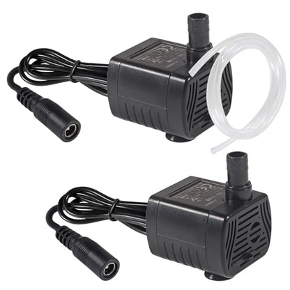 2PCS Water Pump 200L/H DC 5.5-12V 1-3W Mini Submersible Water Pump with 6.5ft Tubing for Aquarium Fish Tank, Pond, Fountain, Hydroponics