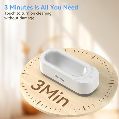 Jewelry Cleaner, KUNPHY 46kHz Ultrasonic Cleaner, White | One-Touch Control,12 OZ Tank, Fits Rings, Glasses, Jewelry, Dentures, Ideal Gift for Women Mom Wife Daughter - color: White