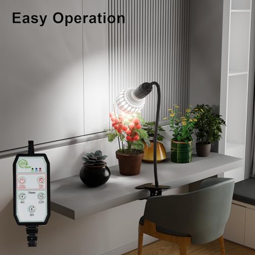 Grow Light,24W (160Watts Equiv) 5000K White Full Spectrum LED Growing Lamp Clip on Desk for Indoor Plants,Bulbs Replaceable & Non-dimmable (Black, 80W) - size: 80W