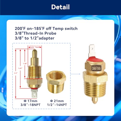 Electric Fan Relay Kit 60 AMP Waterproof Relay Kit with Temperature Sensor Switch 200 On 185 Off - style: Single Fan 200 On 185 Off