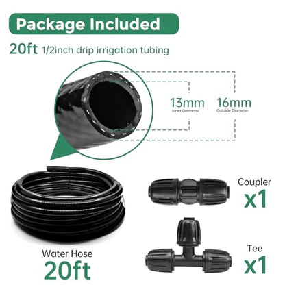Maotong 20 FT 1/2 inch Drip Irrigation Tubing Main Line Hose for Garden Irrigation System - size: 20FT 1/2" Main Tubing