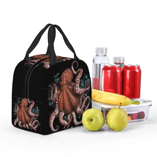 Insulated Lunch Bag Octopus Intertwined Lunch Box for Women Men Reusable Leakproof Lunch Cooler Bag for Office Picnic - color: Octopus Intertwined