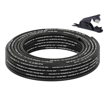 1/4" DOT Air Line, 35FT SAE J844 PA12 Nylon Air Tubing with Cutter | 1/4" DOT-Approved Brake Line, Flexible PA12 Nylon Tubing for Air Suspension Kit, Truck Trailer Brake System & Fluid Transfer - size: 1/4" OD 35FT