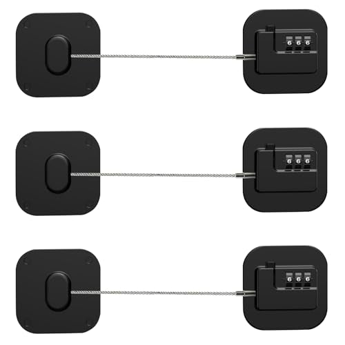 Refrigerator Lock, Combination Lock for Refrigerator Cabinets, Drawers, Heavy Duty Fridge Lock, Easy Install No Keys Needed, Black (Black-3Pack) - color: Black-3Pack