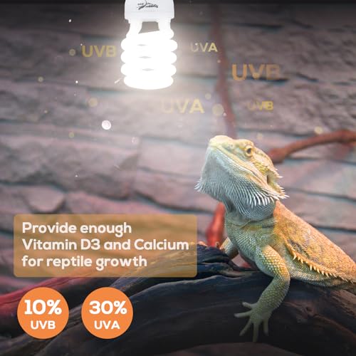 UVB Bulb for Reptiles, 10.0 26W UVB Light for Reptiles, Hygger zoo UVA UVB Reptile Light Bulb Reptile UVB Bulb UVB Light for Bearded Dragon Turtle Lizard Reptile Lamp Terrarium Lamp for Desert Reptile - size: 10.0-6.1 Inch