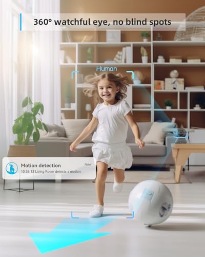 blurams Indoor Camera, 2K Pet Camera 360° Cameras for Home Security with Phone App, Motion Tracking, 2-Way Audio, IR Night Vision, Siren, Compatible with Alexa & Google Assistant - color: Black-1Pack