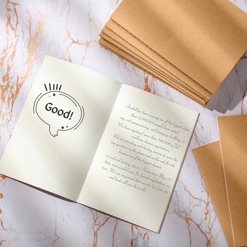 100 Pcs Journals Notebooks Bulk - Kraft Softcover A5 Small Notebooks 5.5 Inch x 8.3 Inch Notepads with 60 Page 30 Sheet for Writing Sketch Travel Office Supplies(Brown,Dot) - color: Brown, style: Dot