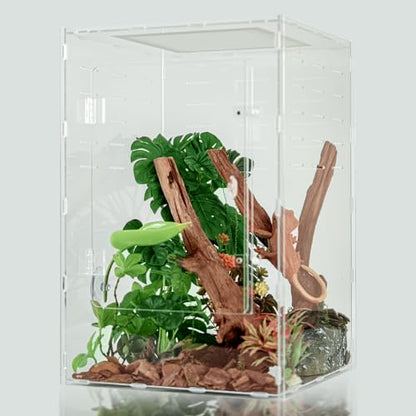 12x12x18 Acrylic Reptile Enclosure - 10 Gal Clear Terrarium | Full acrylic transparency at a larger size without the weight or fragility of glass - size: 12"12"18"