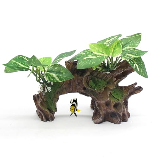 relaqcc Aquarium Decor Ornaments Artifical Driftwood Cave Fish Tank Decorations Silk Aquarium Plants for Betta Fish Tank Accessories - color: Type-b
