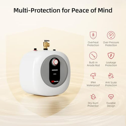 Electric Mini Tank Water Heater - 2.5 Gallon Under Sink Small Hot Water Heater - 110 120V Point of Use for RV, Camper, Kitchen, Food Truck - Easy to Install - Wall or Floor Mounted - color: 2.5 Gal
