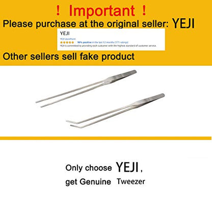 LGEGE 2pcs Long Handle Stainless Steel Straight and Curved Tweezers Nippers for Garden, Kitchen, Indoors and Outdoors