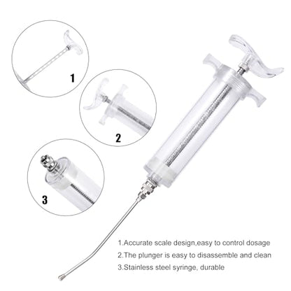 50ML Baby Bird Feeding Syringe Set Pet Syringe | With 6 Pcs Curved Gavage Feeding Tubes and Bird Drinker Stainless Steel Metal Feeding Spoon for Baby Birds Parrot Small Pet - size: 50ML