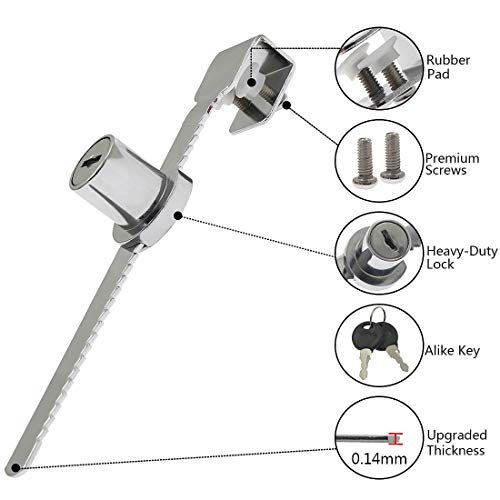 BTMB 4Pcs Drawer Display Case Showcase Sliding Glass Door Ratchet Lock with 8 Keys (Keyed Alike)