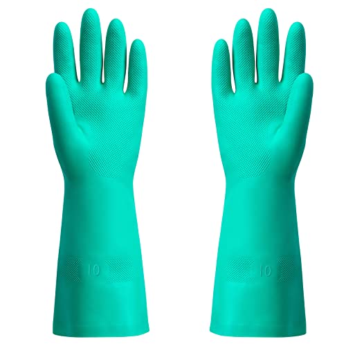 ThxToms Chemical Resistant Nitrile Gloves, Latex Rubber Free, 1 Pair, XL | 15mil,Reusable Heavy Duty Diswashing Gloves, Resist Household Acid, Alkali, Solvent and Oil, Skin-Friendly & Anti-Slip Design - size: X-Large (Pack of 1)