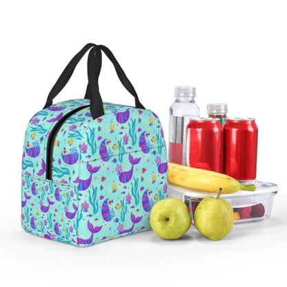 Adult Mermaid Glitter Print Insulated Cooler Tote Bag | Mermaid Glitter Art, Water-Resistant Foam Thermal Bag, Multi-Pocket Organizer for Work & Travel - color: Pattern (867)