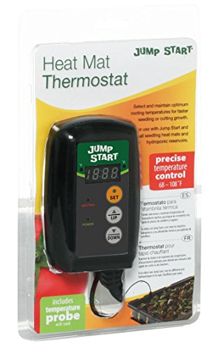 JumpStart by Hydrofarm Digital Thermostat Controller for Heat Mats, MTPRTC, Water Resistant Probe, Celcius or Farenheit Read-Out, 6' Cord