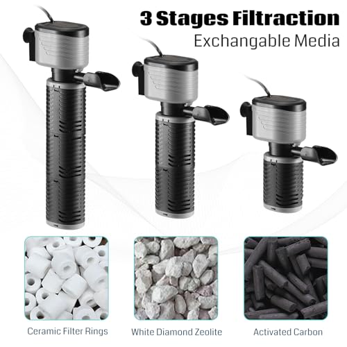 SainSmart XpertMatic 45W Aquarium Filter, Submersible Fish Tank Filter | Water Pump for Up to 220 Gallon Fish Tank, 3 Stages 792 GPH Biochemical Sponge Filter, for Aquarium Filtration/Oxygenation - size: 45W(792GPH) for Up to 220 Gallon