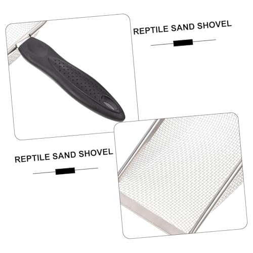 POPETPOP Stainless Steel Reptile Sand Shovel Fine Mesh Filtering Shovel for Tortoise and Lizard Waste Cleanup Sturdy Terrarium Substrate Cleaner Ergonomic Handle