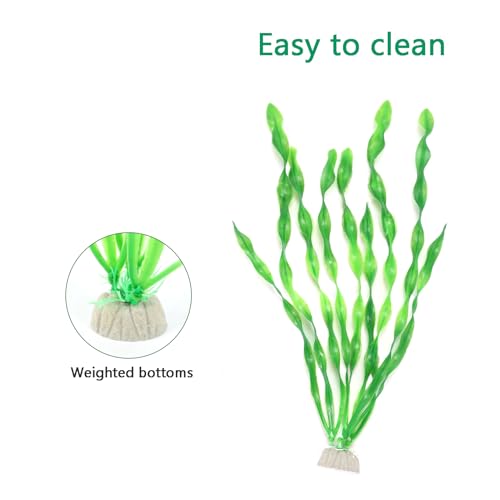 AQUANEAT Fish Tank Artificial Plants, Aquarium Plastic Seaweed Decorations, 11.75Inch Tall Fake Green Accessories, 10 Packs - size: 11.75inch