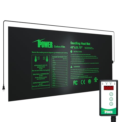 iPower 48" x 20.75" Hydroponic Seeding Warm Pad and Heat Mat Thermostat Controller Plant Starting Kit Combo - size: 48" x 20.75", style: with Upgraded Controller