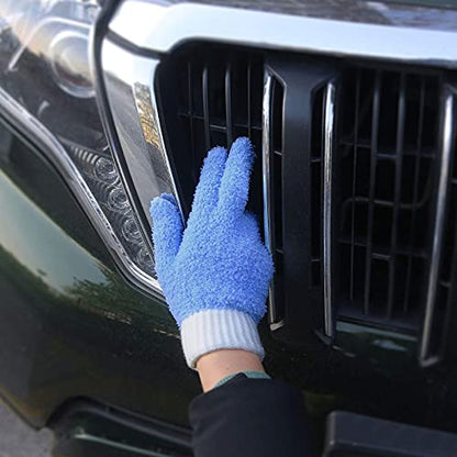 MIG4U Microfiber Dusting Gloves House Cleaning Glove for Blinds, Windows, Baseboard, Shutters, Furniture, and Car, Reusable Lint-Free Blue 2 Pairs S/M - color: Blue 2 Pairs, size: Small-Medium