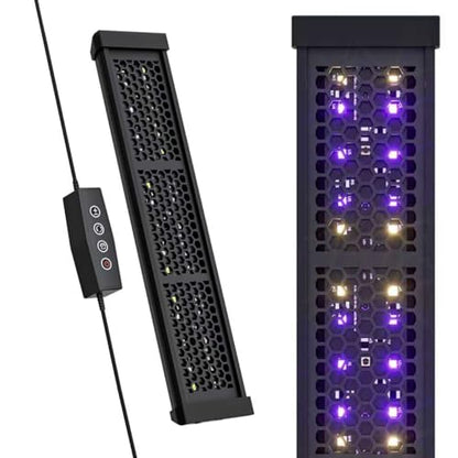 12 Inch LED UVB Reptile Light with 24H Cycle Timer & Dimmer | 12W UVA UVB Lamp, UVI Switching, Brightness Adjustment for Turtle, Bearded Dragon, Lizard and More(No Heat) - size: 12 inches