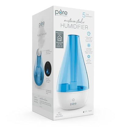 Pure Enrichment MistAire Studio Ultrasonic Cool Mist Humidifier - Small & Compact, Overnight Operation, 2 Mist Settings, Optional Night Light, & Auto Shut-Off - For Offices, Plants & Small Spaces - size: MistAire Studio (Small)