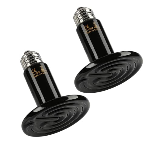 Simple Deluxe 100W Ceramic Heat Emitter 2 Pack Reptile Heat Lamp No Light Emitting Heat Bulbs for Amphibian Terrarium, Bearded Dragon Lizard Snake Turtle, Brooder Coop Incubating Chicken - size: 100W *2, style: D-75mm