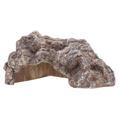 Reptile Hide Cave: Corner Rock Hideout Resin Lizard Basking Platform - Habitat Decoration for Snakes, Geckos, Lizards, Turtles and Amphibians 5.5x3.5''