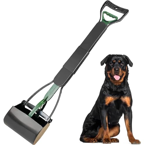 32'' Pooper Scooper for Large Small Dogs Heavy Duty, Long Handle Poop Scoop for Yard, Grass, Gravel, Dog Poop Grabber with High Strength Material and Durable Spring（Dark Green） - size: 1 Piece(32-inch length)Dark Green