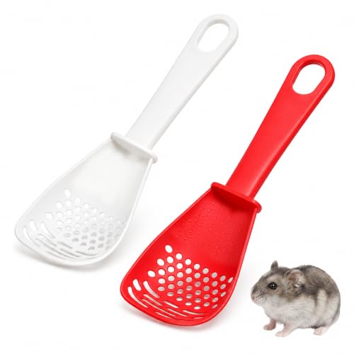 2 PCS Litter Scooper Small Holes, Plastic Hamster Sand Bath Shovel, Cat Litter Box Scoop Cleaning Tool for Guinea Pig Reptile Hamster Cage Accessories