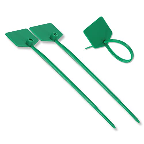 100PCS Green Self Locking Nylon Waterproof Shipping Tags | Writable Marker Ties Luggage Identification Tags, Plastic Straps Label Mark Tag, Seal Tags Zip Tie for Labeling - color: Green