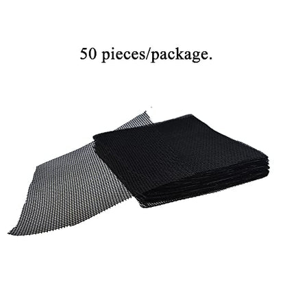 HAHIYO 50PCs 4Inch/10Cm Black Square Glassfibre Flower Pot Hole Mesh Pad Bottom Grid Mat Bonsai Drainage mesh Hole Screens Gasket Prevent Soil Loss Breathable Gasket Drainage Netting for Bonsai - size: Square-4In-50P