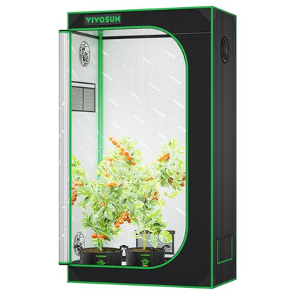 VIVOSUN S326 3x2 Grow Tent 36"x20"x63" Sturdy Indoor Growing Tents | High Reflective Mylar with Observation Window and Floor Tray for Hydroponics Indoor Plant - size: 36"x20"x63"