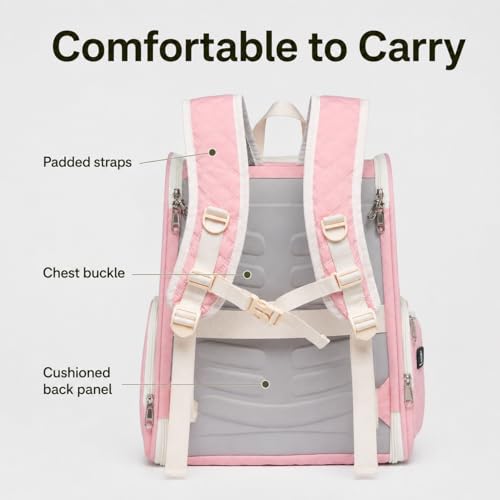 Cat Backpack Carrier for Small Dogs and Medium cat Puppy Kitten Bunny Pet Carrier Backpack Collapsible with Fully Ventilated Mesh with Safety Leash (Pink, 12.9" L x 10.62" W x 15.5" H - M) - color: Pink, size: Medium