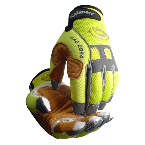 Caiman MAG, Multi-Activity Glove with Goat Grain Leather Patch Palm, Hi-Vis AirMesh Back, Pinch'd-Tip Fingers, Neoprene Knuckle, Hi-Vis Yellow/Gold, Medium (2984-4) - size: Medium